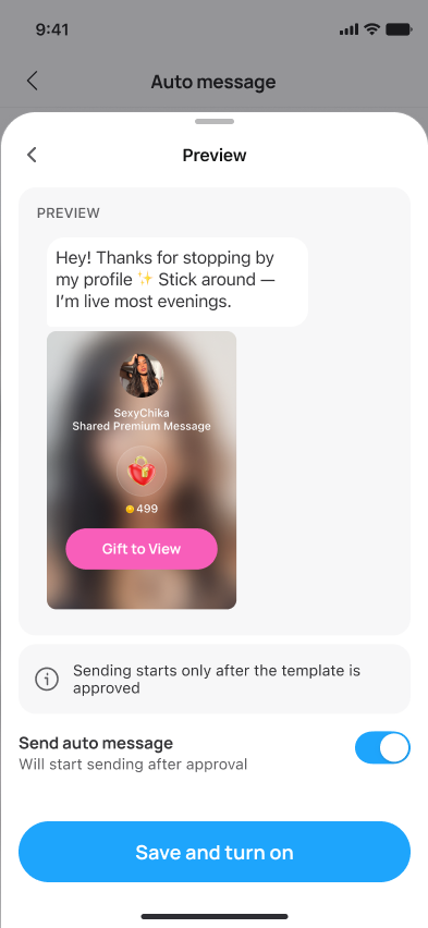 Step 3 — preview and Save and turn on