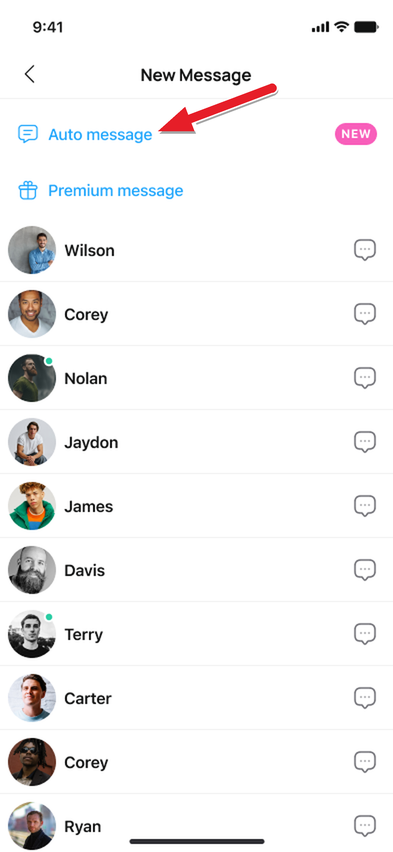 New Message screen — select Auto message