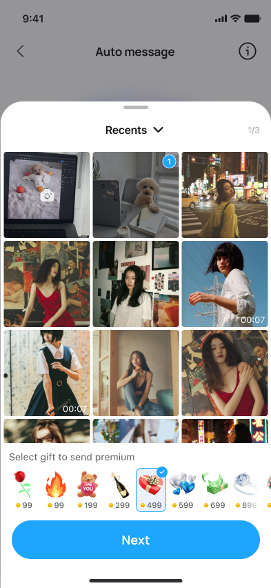 Step 1 — selecting media and a gift