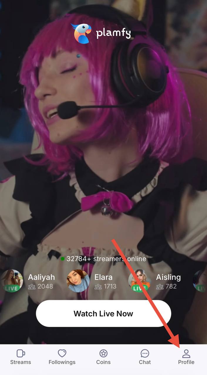 Web version - tap Profile